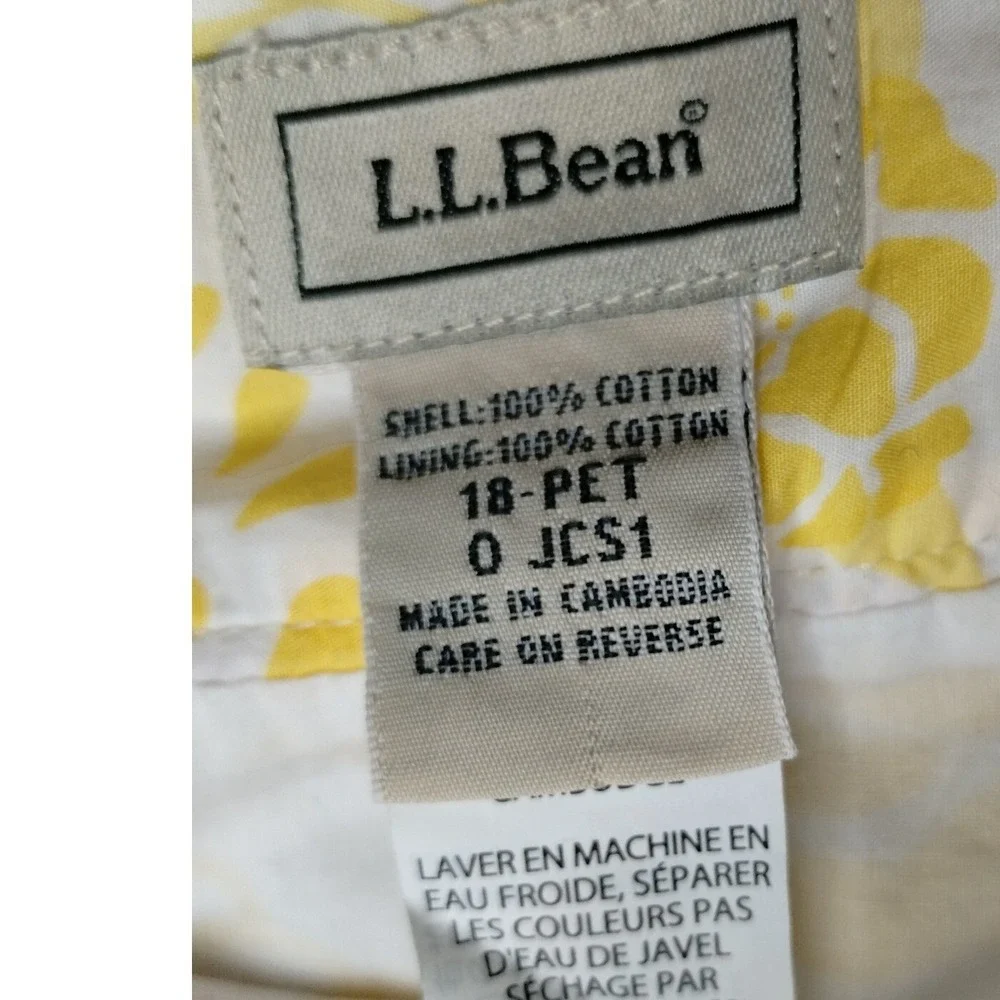 L.L.Bean Floral Skort Yellow White Cotton Blend‎ Casual Skirt Size 18 Petite